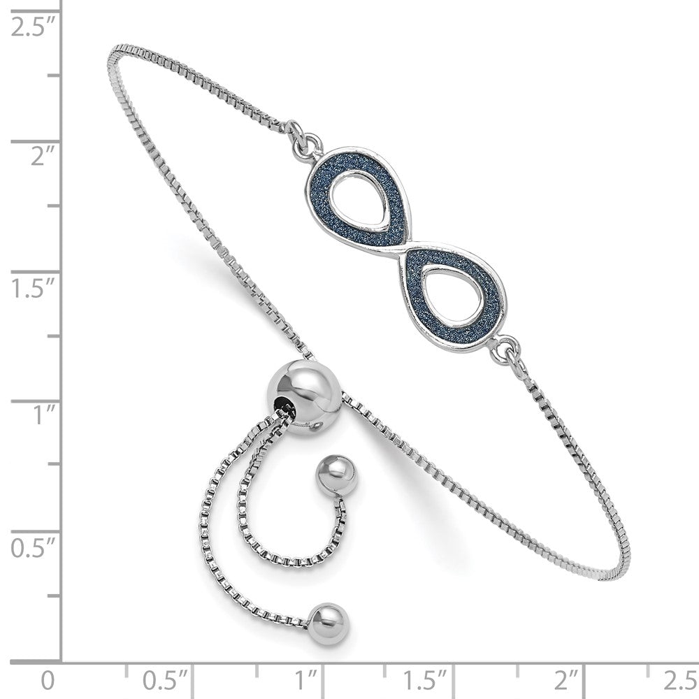 Sterling Silver Rhod-pltd Glitter Infused Infinity Adjustable Bracelet QG4769