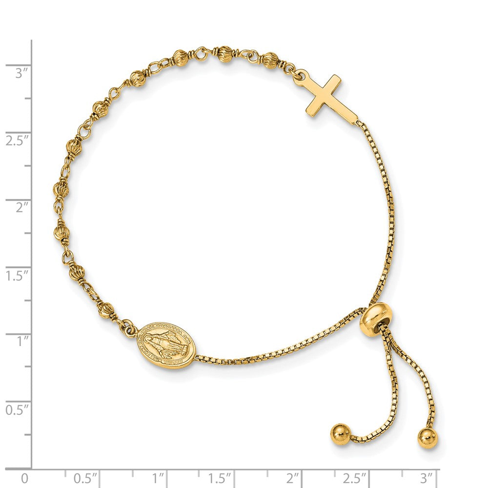 Sterling Silver Gold-tone Miraculous Medal Adjustable Bracelet QG4778GP