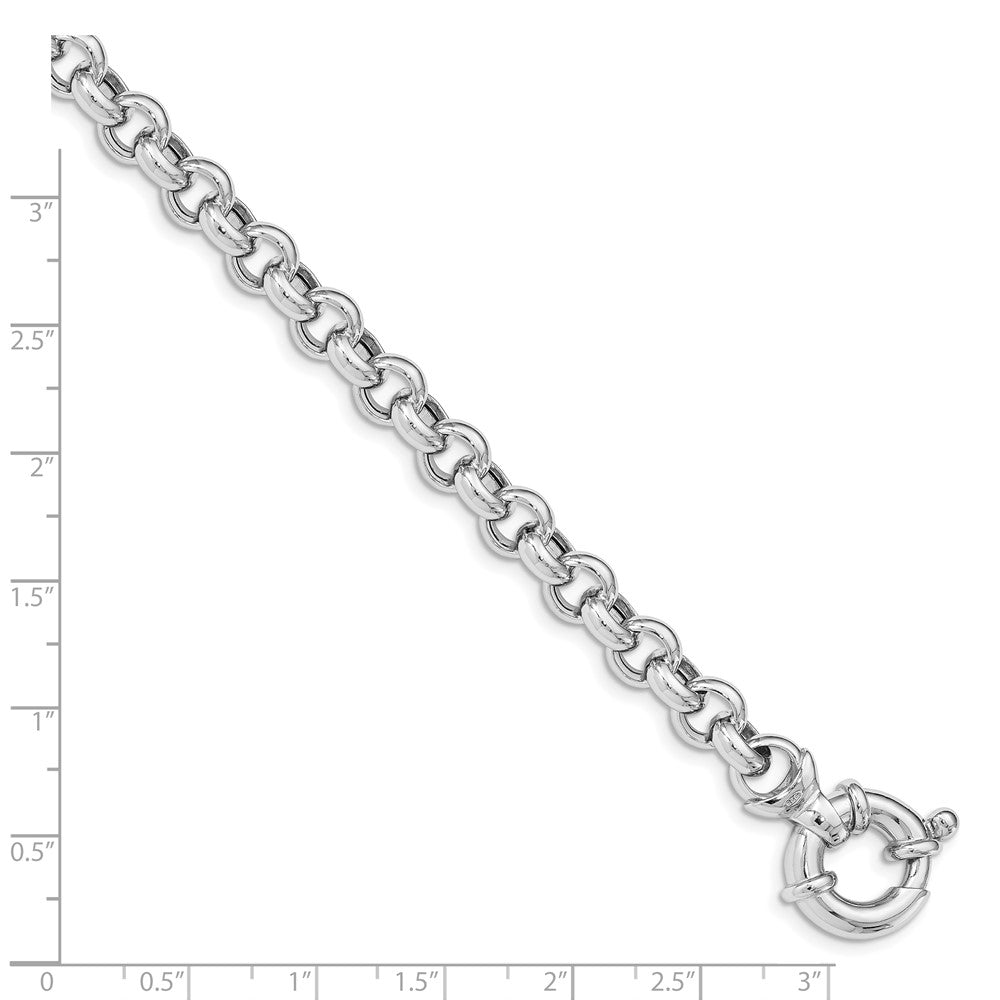 Sterling Silver Rhodium Plated Polished Rolo Link Bracelet QG4815-7.5