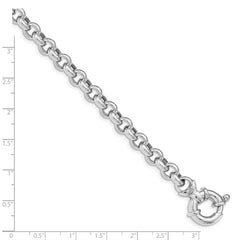Sterling Silver Rhodium Plated Polished Rolo Link Bracelet QG4815-7.5