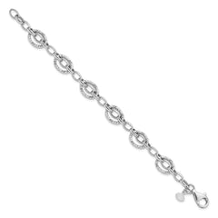 Sterling Silver Rhod-plated Polished Hammered Bracelet QG4841-7.5
