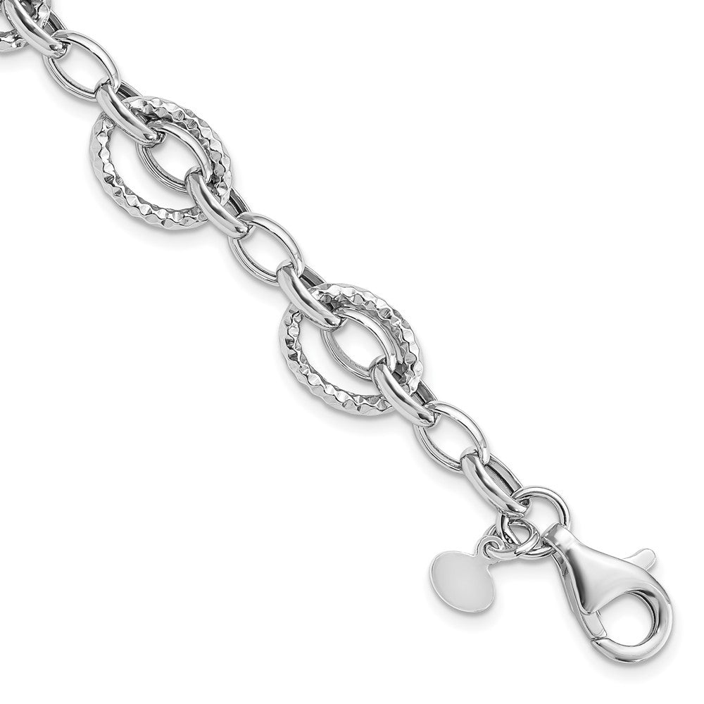 Sterling Silver Rhod-plated Polished Hammered Bracelet QG4841-7.5