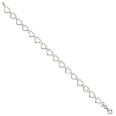 Sterling Silver Polished Heart Bracelet QG4851-7
