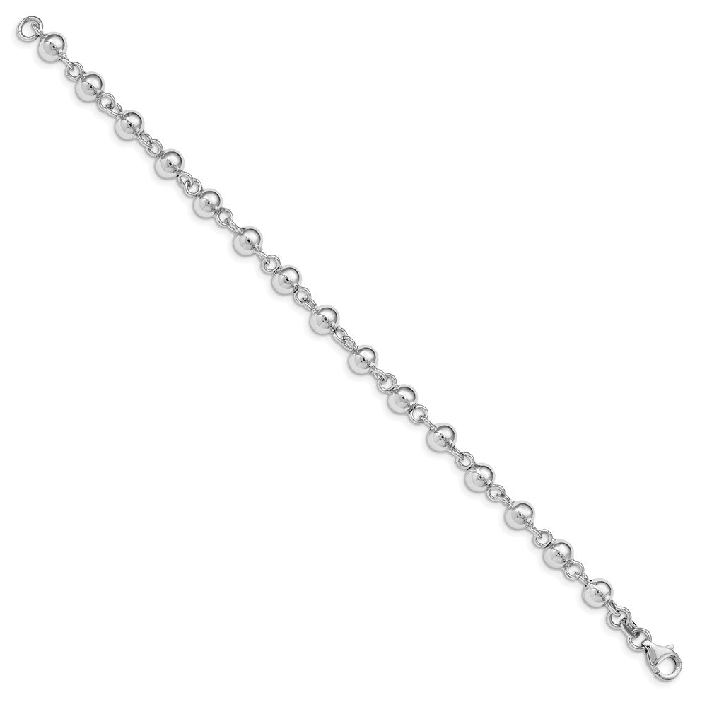 Sterling Silver Rhodium-plated 6mm Polished Beads Bracelet QG4860-7.5