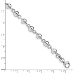 Sterling Silver Rhodium-plated 6mm Polished Beads Bracelet QG4860-7.5