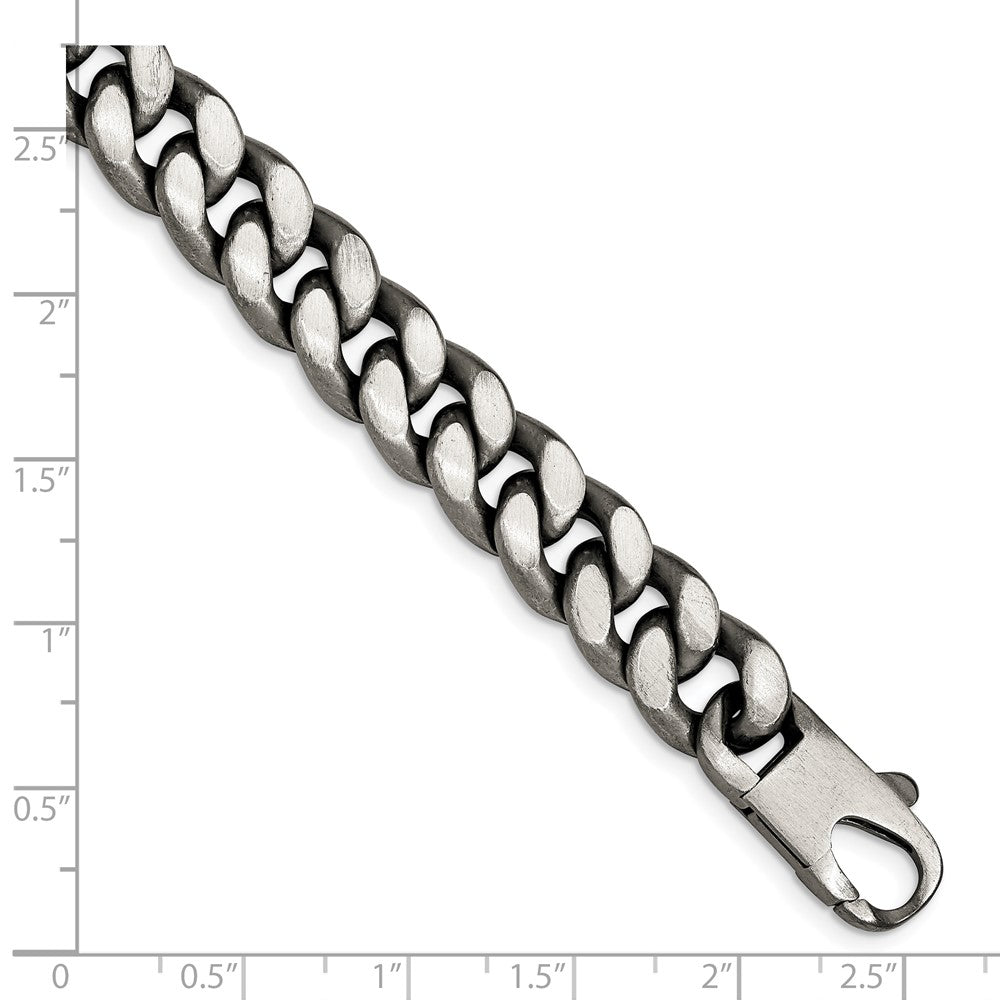 Sterling Silver Ruthenium/Antiqued Brushed Curb Link Bracelet QG4871-8.5