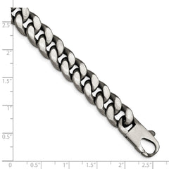 Sterling Silver Ruthenium/Antiqued Brushed Curb Link Bracelet QG4871-8.5
