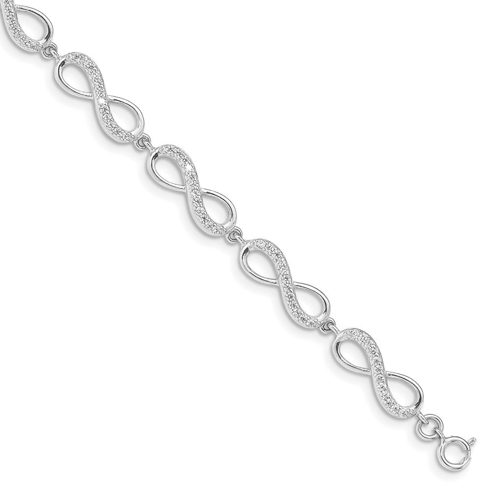 Sterling Silver Rhodium Plated CZ Infinity Bracelet QG4877-7