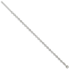 Sterling Silver Rhodium-plated W/ 1 in ext. CZ Bracelet QG4885-7
