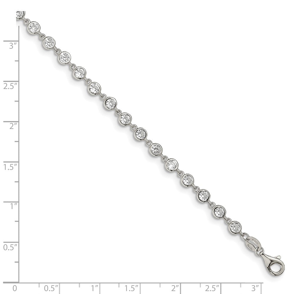 Sterling Silver Rhodium-plated W/ 1 in ext. CZ Bracelet QG4885-7