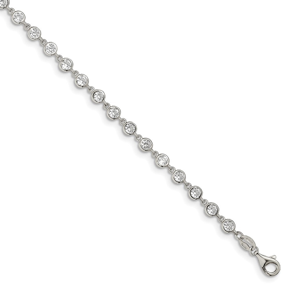 Sterling Silver Rhodium-plated W/ 1 in ext. CZ Bracelet QG4885-7
