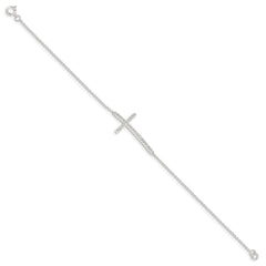 Sterling Silver CZ Cross Bracelet QG4893-7