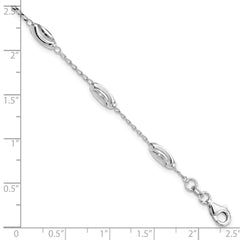 Sterling Silver Rhodium-plated Diamond-cut Oval Beads Bracelet QG4941-7