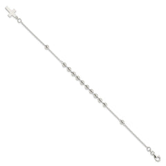 Sterling Silver Beaded Cross Bracelet QG4950-7.5