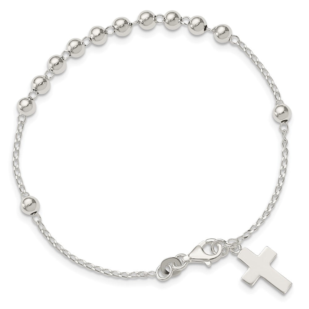 Sterling Silver Beaded Cross Bracelet QG4950-7.5