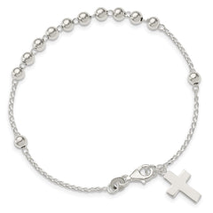 Sterling Silver Beaded Cross Bracelet QG4950-7.5