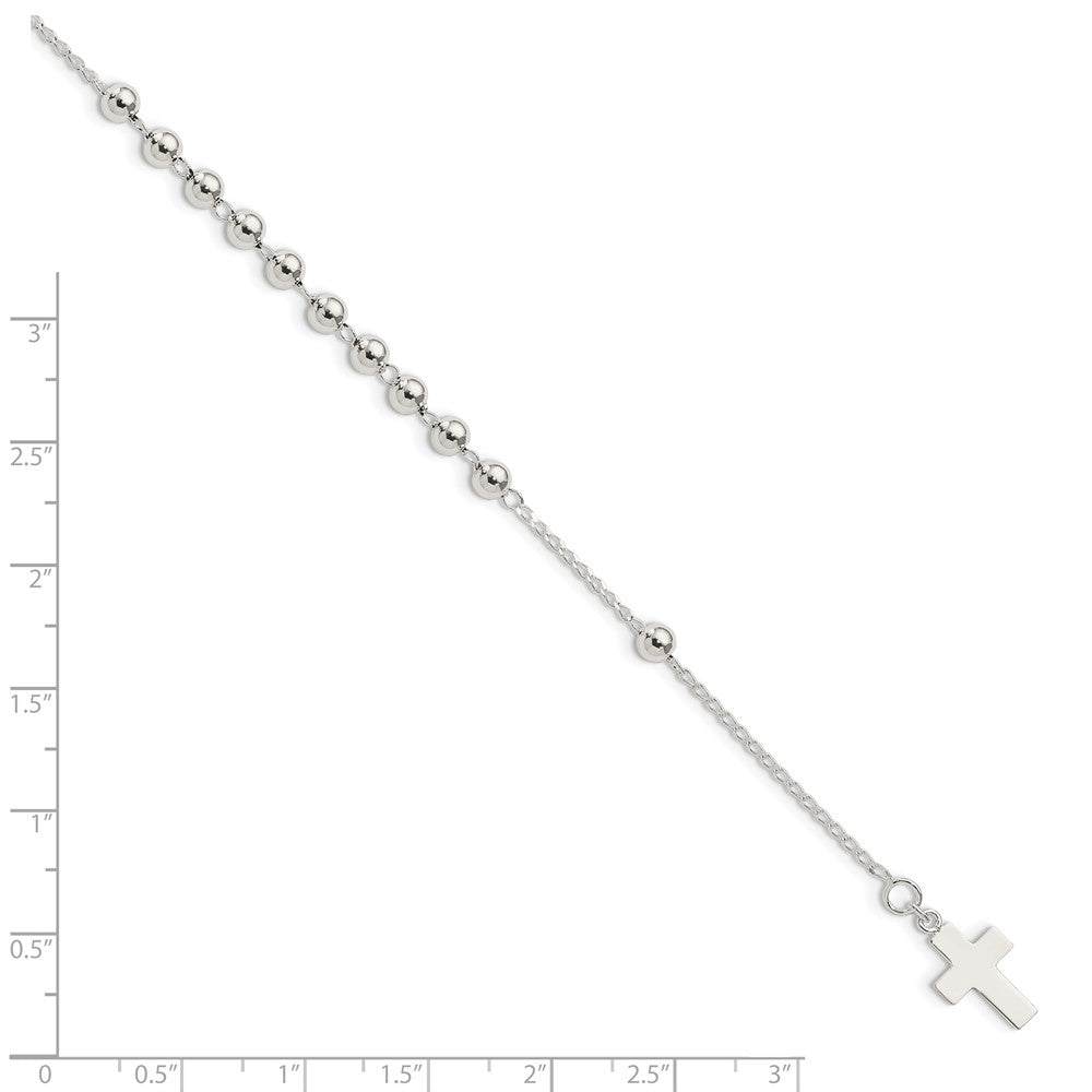 Sterling Silver Beaded Cross Bracelet QG4950-7.5