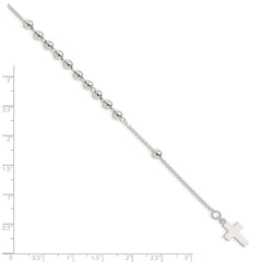 Sterling Silver Beaded Cross Bracelet QG4950-7.5