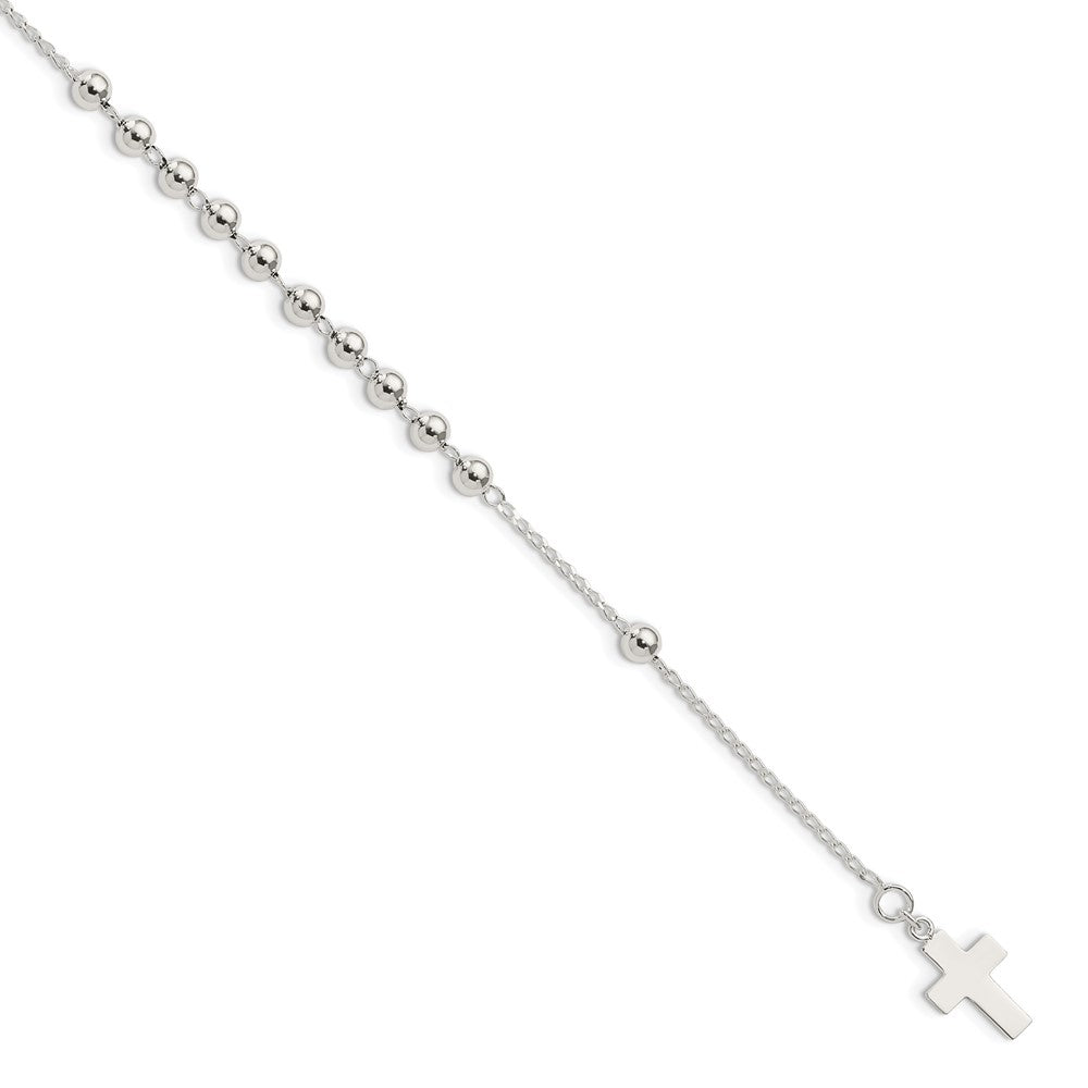 Sterling Silver Beaded Cross Bracelet QG4950-7.5