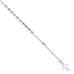 Sterling Silver Beaded Cross Bracelet QG4950-7.5