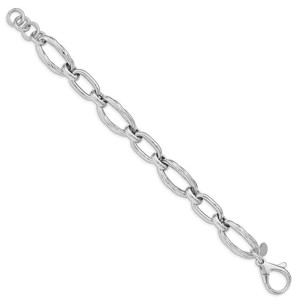 Sterling Silver Rhodium Plated Polished Link Bracelet QG4998-8