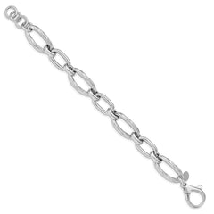 Sterling Silver Rhodium Plated Polished Link Bracelet QG4998-8
