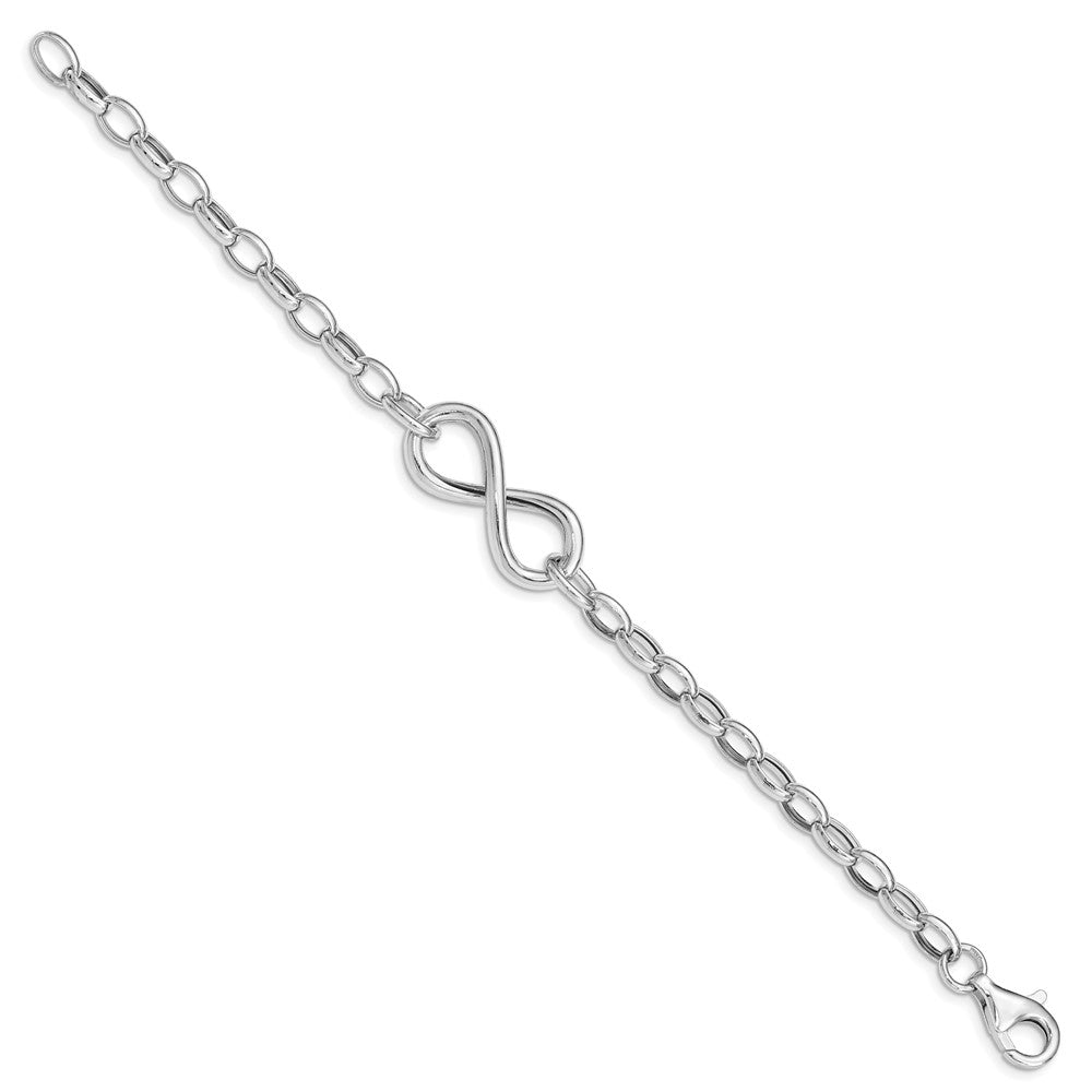 Sterling Silver Rhodium Plated Polished Infinity Link Bracelet QG5014-7.5