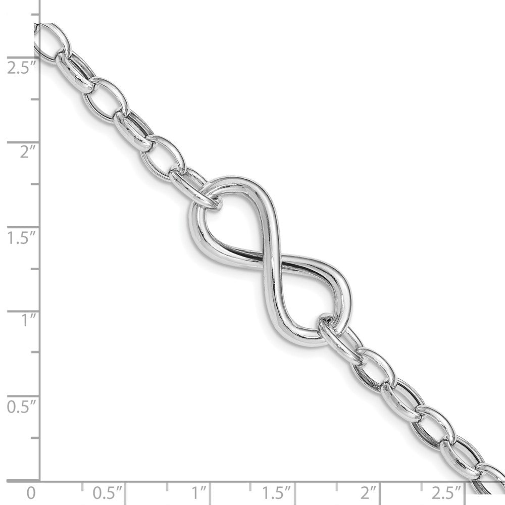 Sterling Silver Rhodium Plated Polished Infinity Link Bracelet QG5014-7.5