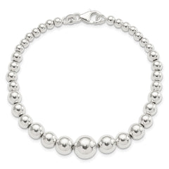Sterling Silver Polished Graduated Beads Bracelet QG5036-7.5