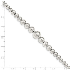 Sterling Silver Polished Graduated Beads Bracelet QG5036-7.5