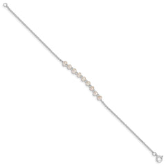 Sterling Silver White Semi-round Freshwater Cultured Pearl Bracelet QG5054-6.5