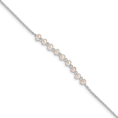 Sterling Silver White Semi-round Freshwater Cultured Pearl Bracelet QG5054-6.5