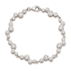 Sterling Silver Rhodium-plated CZ Bracelet QG5056-7.5