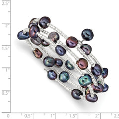 7-8mm Black Baroque Freshwater Cultured Pearl and Glass Beaded Wrap Bracelet QG5100