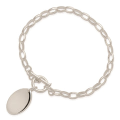 Sterling Silver Rhodium-plated Fancy Oval Disc Bracelet QG516-7