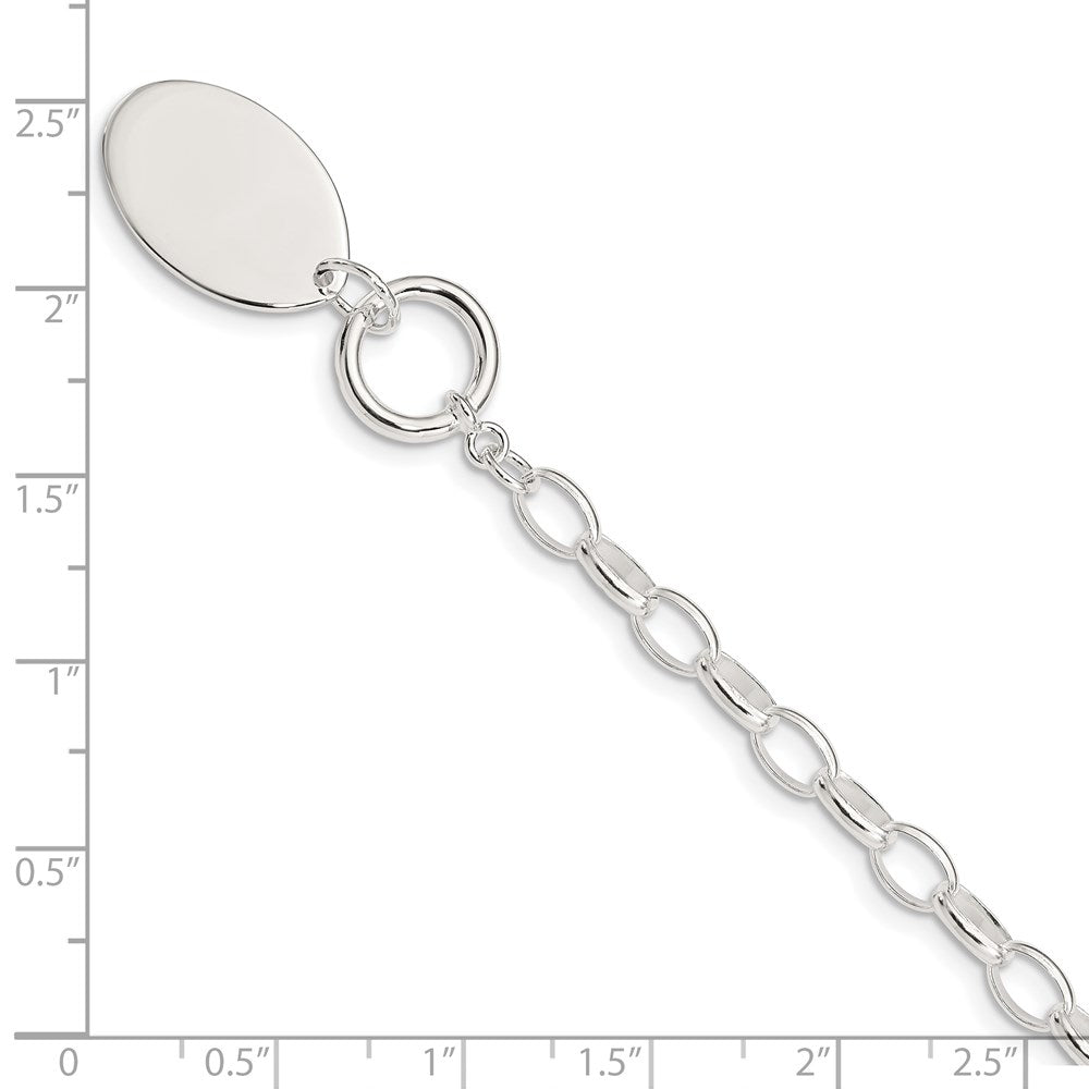 Sterling Silver Rhodium-plated Fancy Oval Disc Bracelet QG516-7