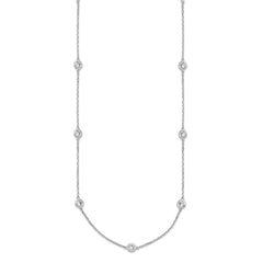 Sterling Shimmer Sterling Silver Rhodium-plated 3mm CZ 15 Stone 15 Station 24 inch NecklaceQG5633