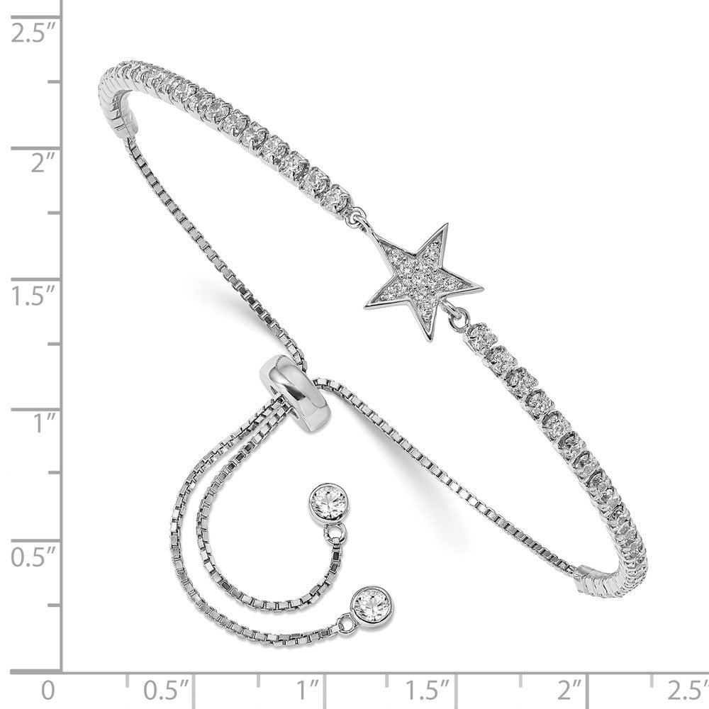 Sterling Silver Rhodium-Plated CZ Star Adjustable Bracelet QG5672