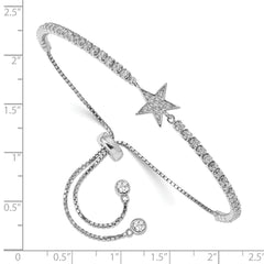 Sterling Silver Rhodium-Plated CZ Star Adjustable Bracelet QG5672