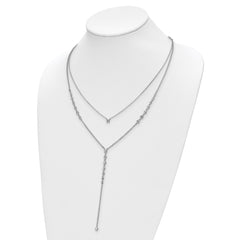 Sterling Shimmer Sterling Silver Rhodium-plated Adjustable up to 29 inches 50 Stone CZ 2 Strand Layer Y-Drop Necklace QG5713