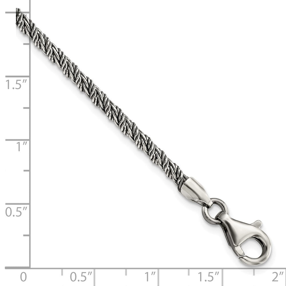 Sterling Silver Antiqued Polished Rope Bracelet QG5720-8