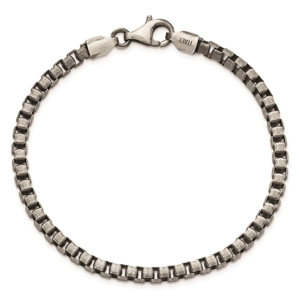 Sterling Silver Antiqued Brushed Box Bracelet QG5725-8