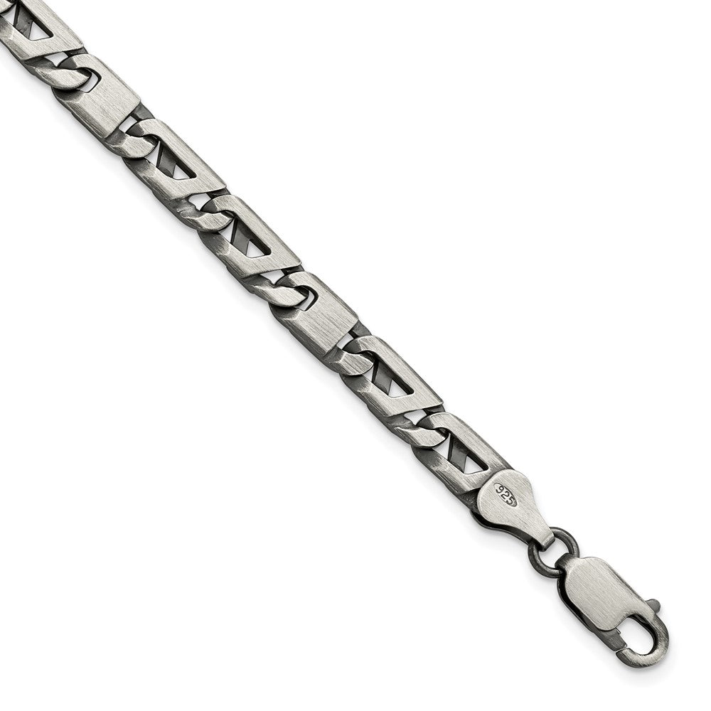 Sterling Silver Antiqued Brushed Link Bracelet QG5728-8.25