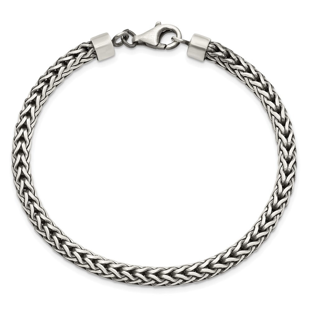 Sterling Silver Satin & Antiqued Franco Chain Bracelet QG5730-8.25