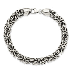 Sterling Silver Polished & Antiqued 8.5in Byzantine Bracelet QG5734-8.5