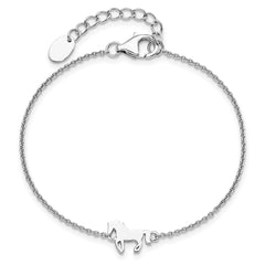 Sterling Silver Rhodium-plated Horse 6.25in Plus 1in ext Bracelet QG5780-6.25