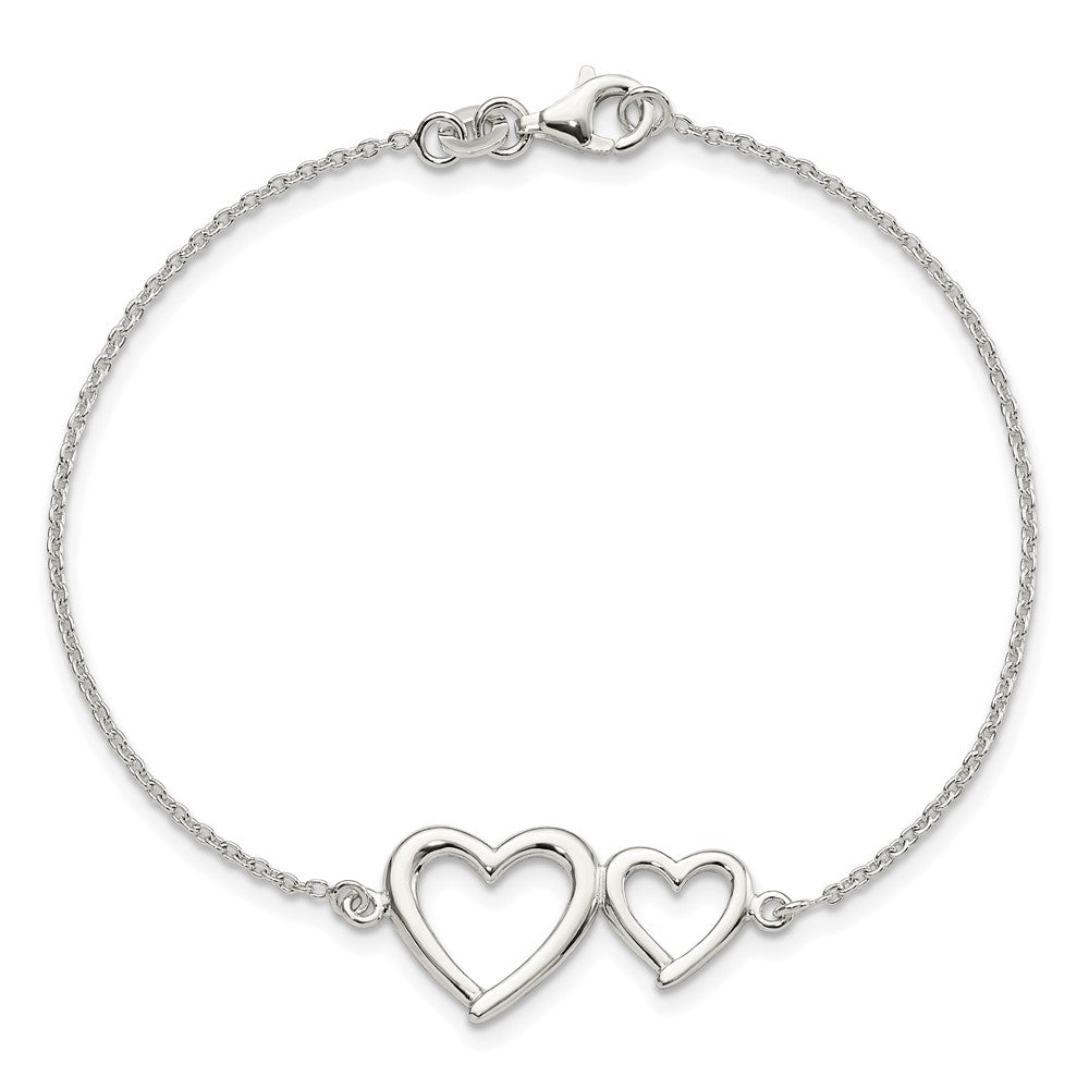 Sterling Silver Polished Two Hearts Bracelet QG5785-7.5