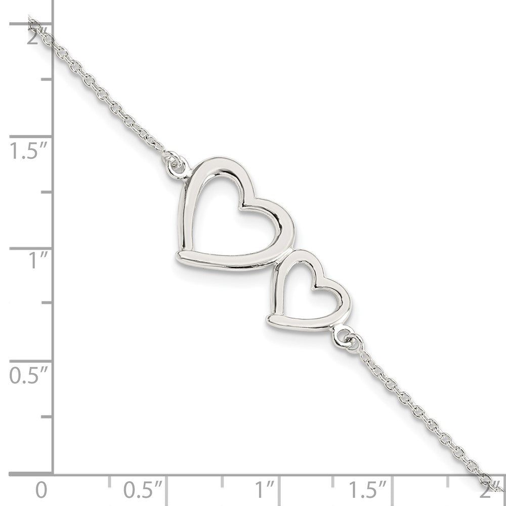 Sterling Silver Polished Two Hearts Bracelet QG5785-7.5