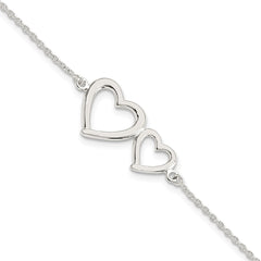 Sterling Silver Polished Two Hearts Bracelet QG5785-7.5