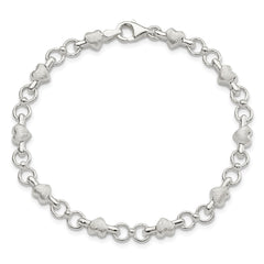 Sterling Silver Satin & Polished Heart Chain Bracelet QG5786-7.5